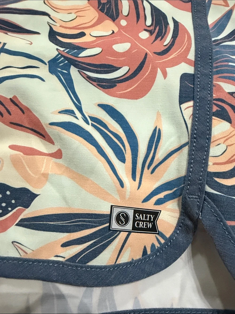 Salty Crew Men's Tropical Swim Shorts - Blue, Coral & Cream